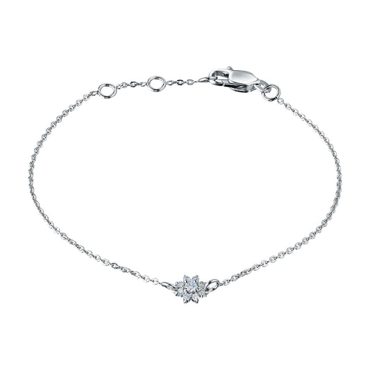 Sterling Silver Bracelet with 9 Round-Cut Lab-Created Diamonds 0.153 CT.TW