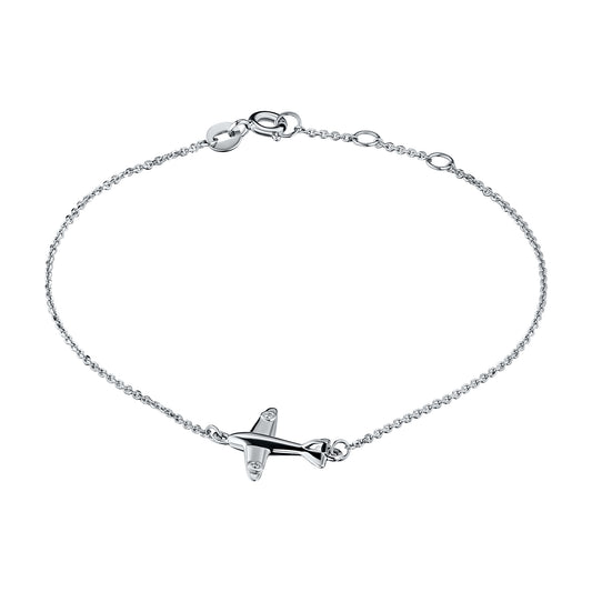 Sterling Silver Bracelet with 2 Round-Cut Lab-Created Diamonds 0.014 CT.TW