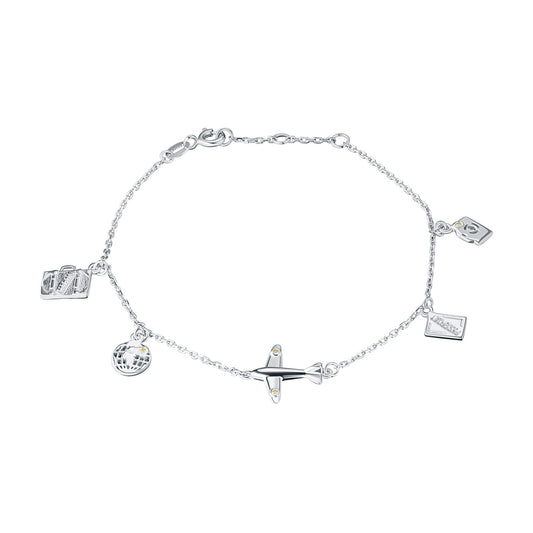 Sterling Silver Bracelet with 4 Round-Cut Lab-Created Diamonds 0.027 CT.TW