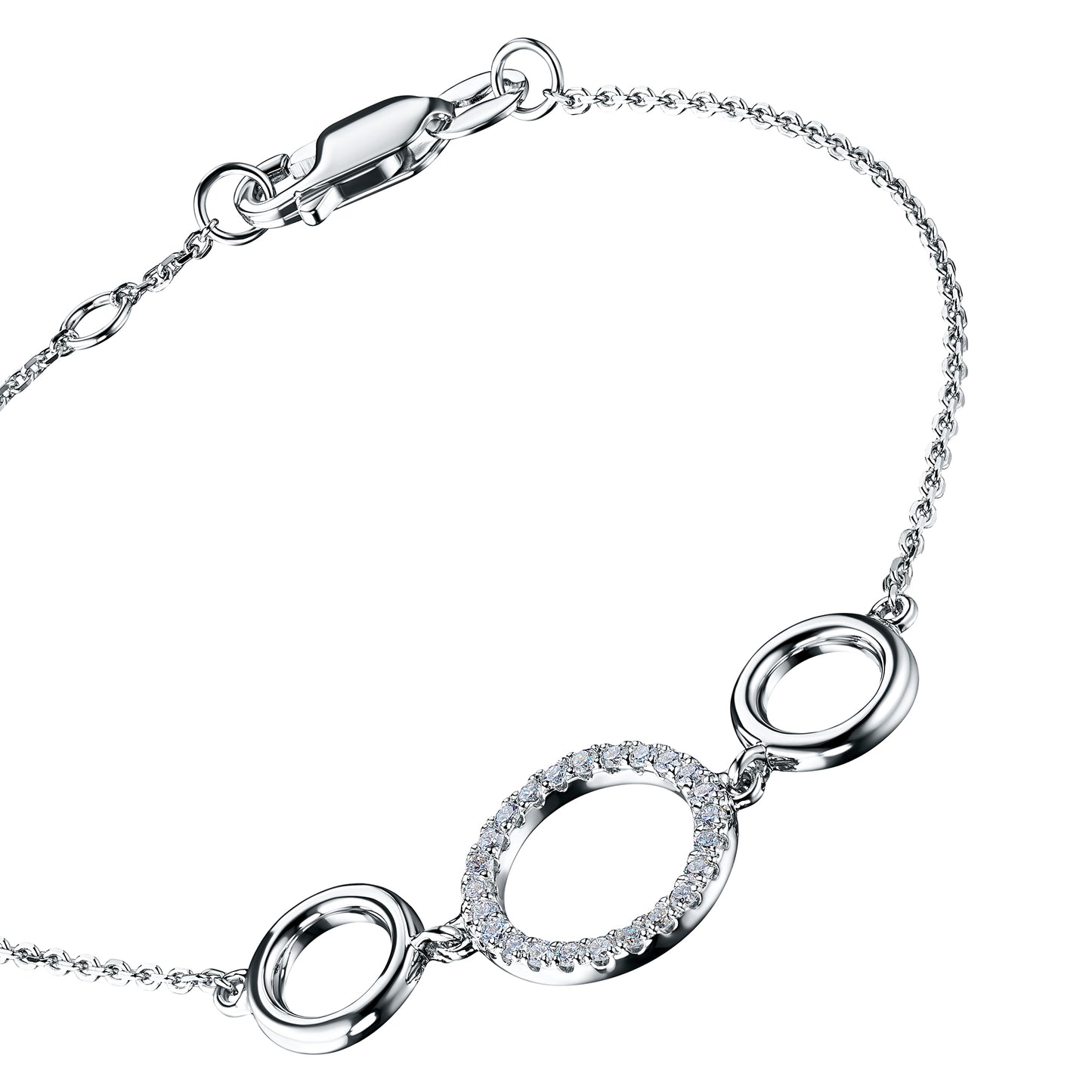 Sterling Silver Bracelet with 24 Round-Cut Lab-Created Diamonds 0.195 CT.TW