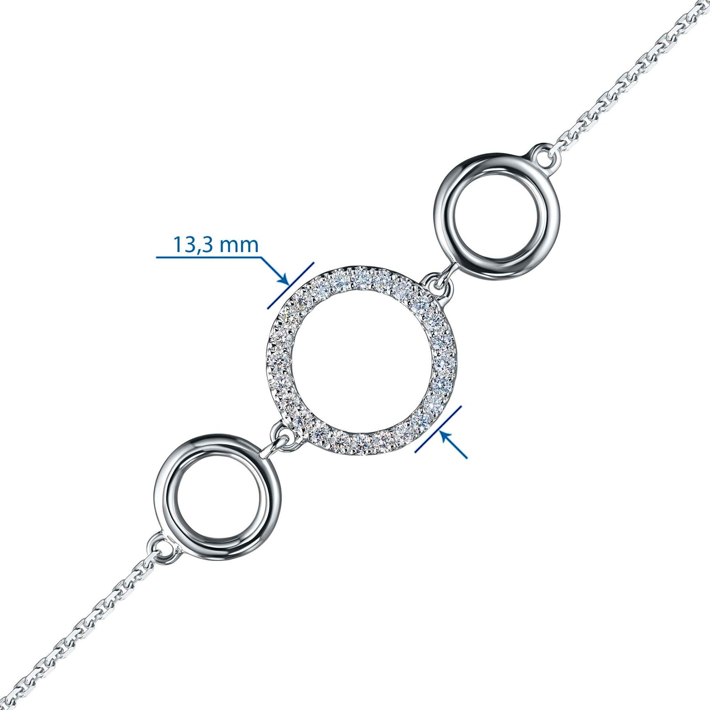 Sterling Silver Bracelet with 24 Round-Cut Lab-Created Diamonds 0.195 CT.TW