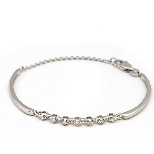 Sterling Silver Bracelet with 7 Round-Cut Lab-Created Diamonds 0.202 CT.TW