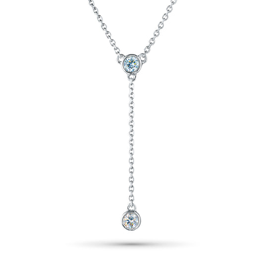 Sterling Silver Necklace with 2 Round-Cut Lab-Created Diamonds 0.219 CT.TW