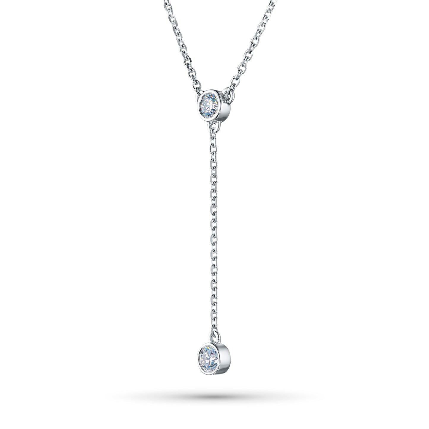 Sterling Silver Necklace with 2 Round-Cut Lab-Created Diamonds 0.219 CT.TW