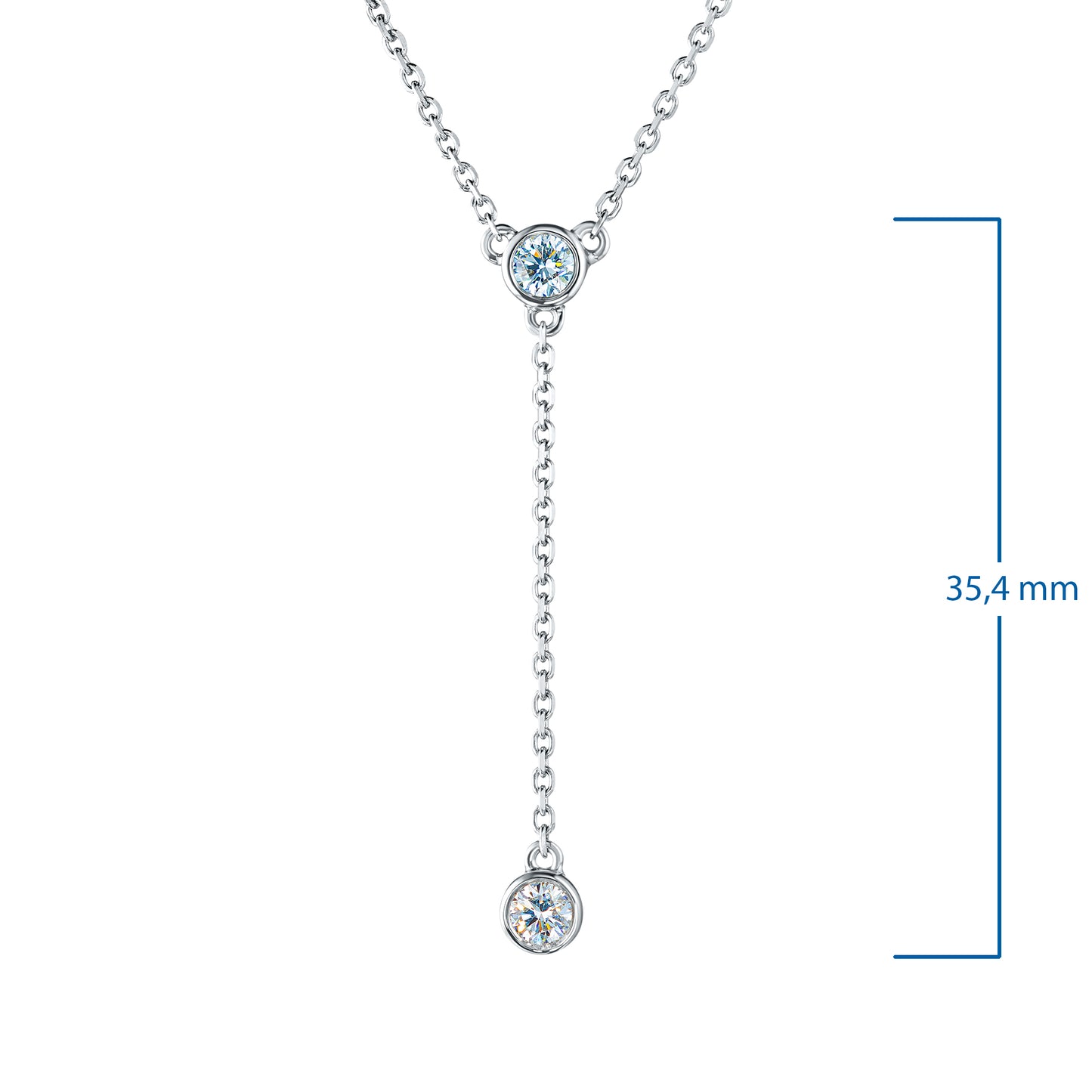 Sterling Silver Necklace with 2 Round-Cut Lab-Created Diamonds 0.219 CT.TW