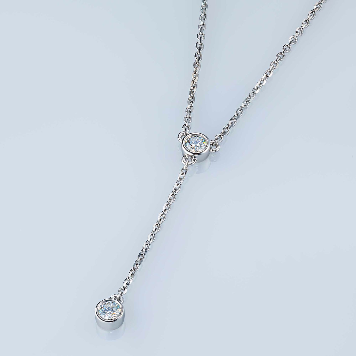 Sterling Silver Necklace with 2 Round-Cut Lab-Created Diamonds 0.219 CT.TW