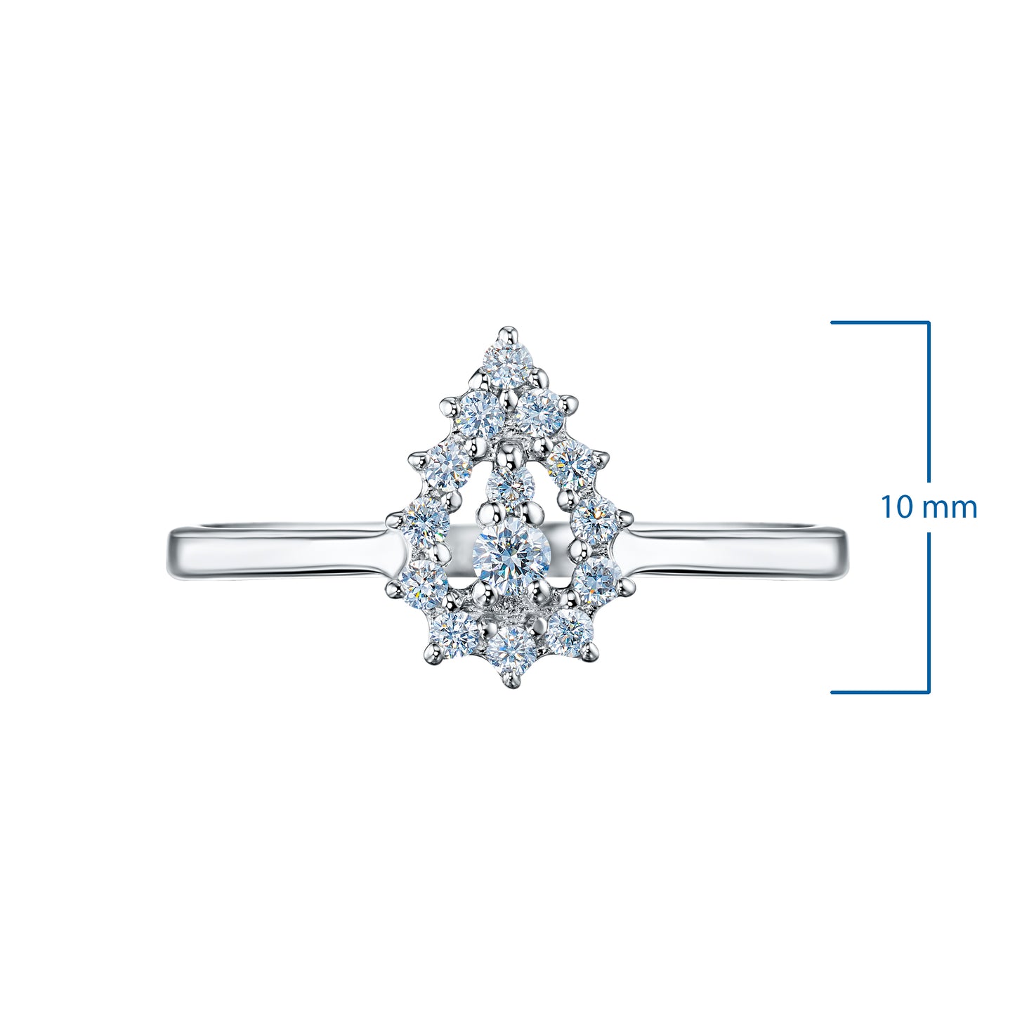 Sterling Silver Ring with 14 Round-Cut Lab-Created Diamonds 0.183 CT.TW