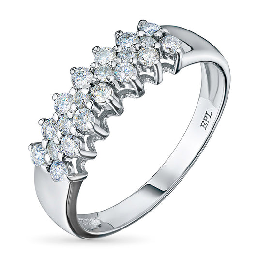 Sterling Silver Ring with 20 Round-Cut Lab-Created Diamonds 0.422 CT.TW