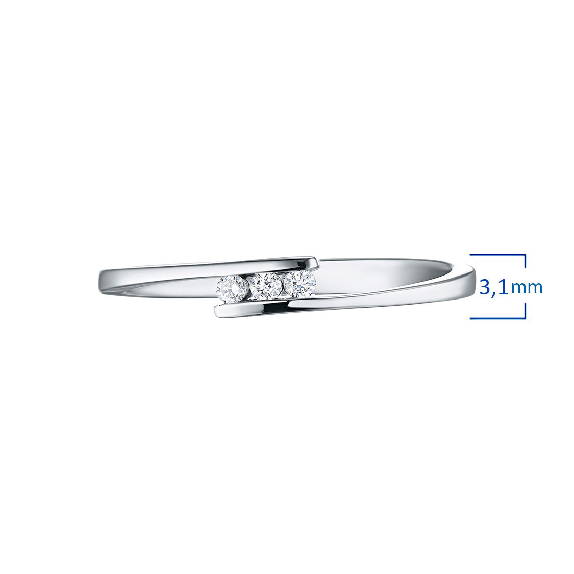 Sterling Silver Ring with 3 Round-Cut Lab-Created Diamonds 0.048 CT.TW