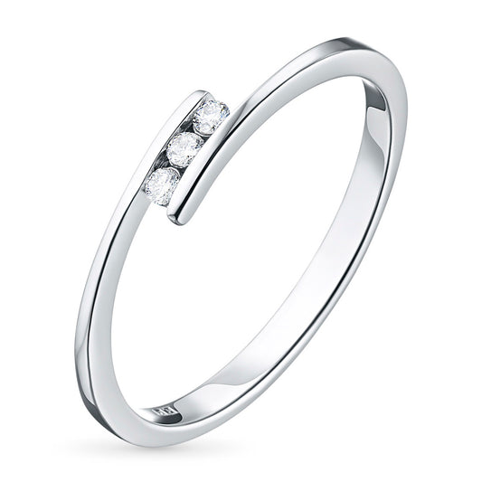 Sterling Silver Ring with 3 Round-Cut Lab-Created Diamonds 0.048 CT.TW