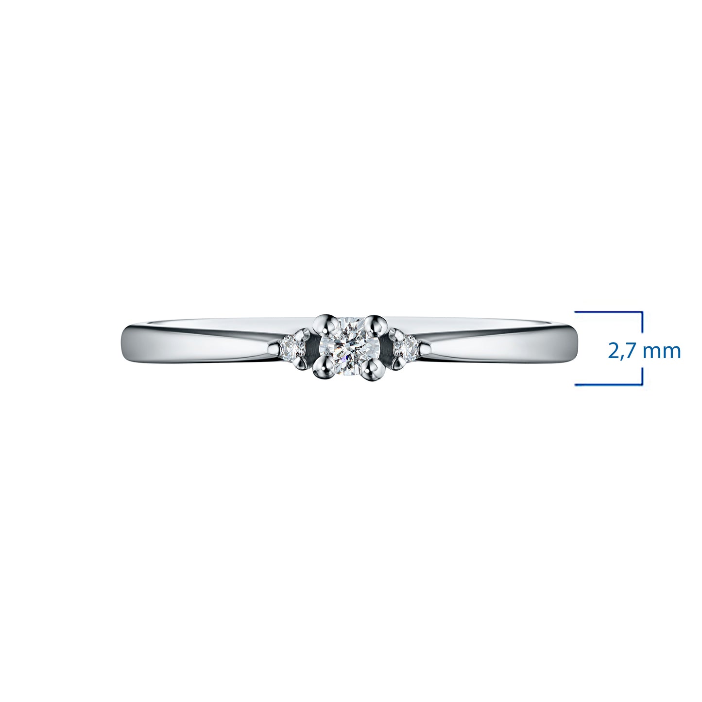 Sterling Silver Ring with 3 Round-Cut Lab-Created Diamonds 0.112 CT.TW