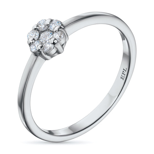 Sterling Silver Ring with 7 Round-Cut Lab-Created Diamonds 0.182 CT.TW