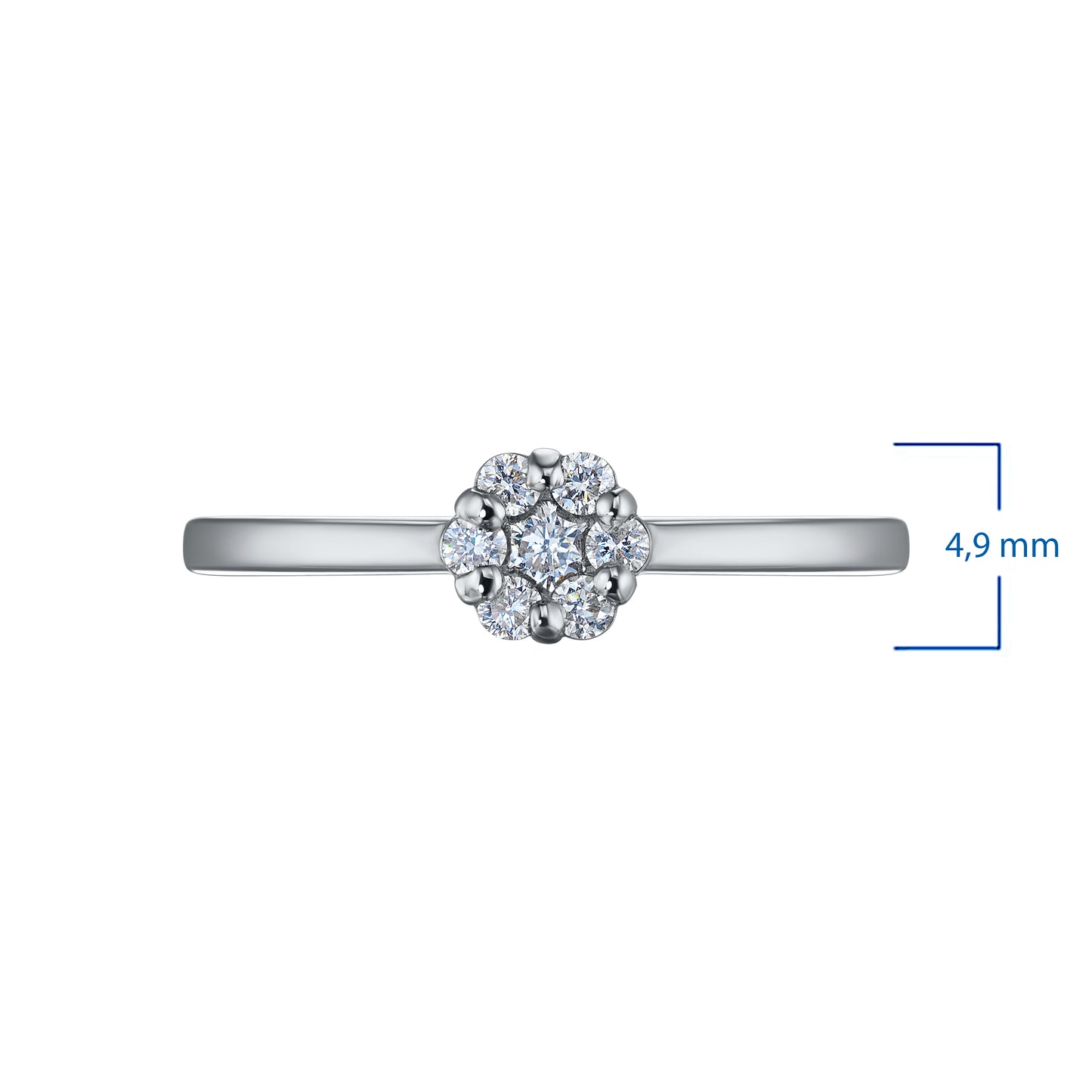 Sterling Silver Ring with 7 Round-Cut Lab-Created Diamonds 0.182 CT.TW