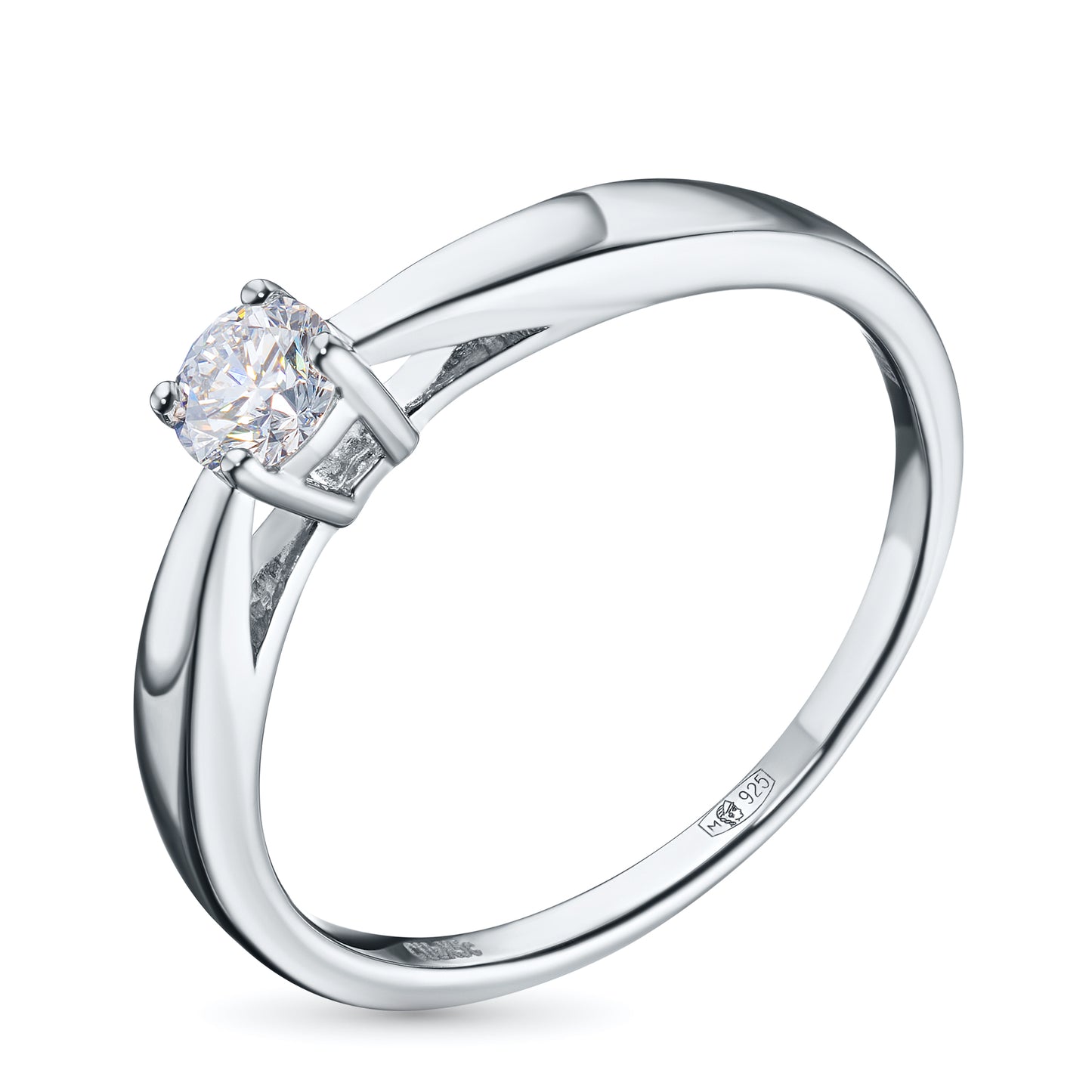 Sterling Silver Ring with 1 Round-Cut Lab-Created Diamond 0.268 CT.TW