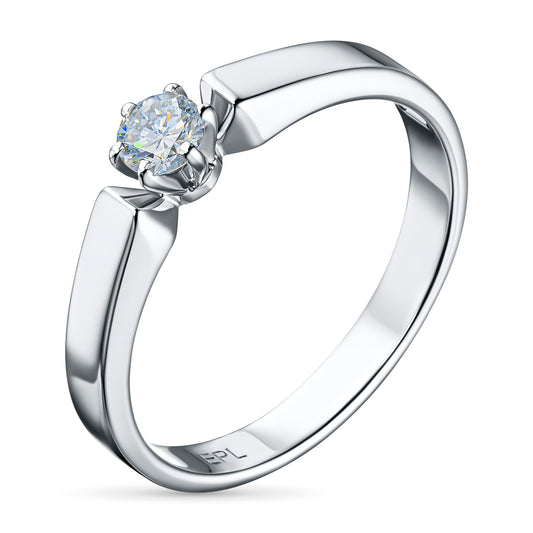 Sterling Silver Ring with 1 Round-Cut Lab-Created Diamond 0.265 CT.TW