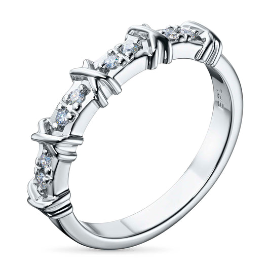 Sterling Silver Ring with 8 Round-Cut Lab-Created Diamonds 0.085 CT.TW