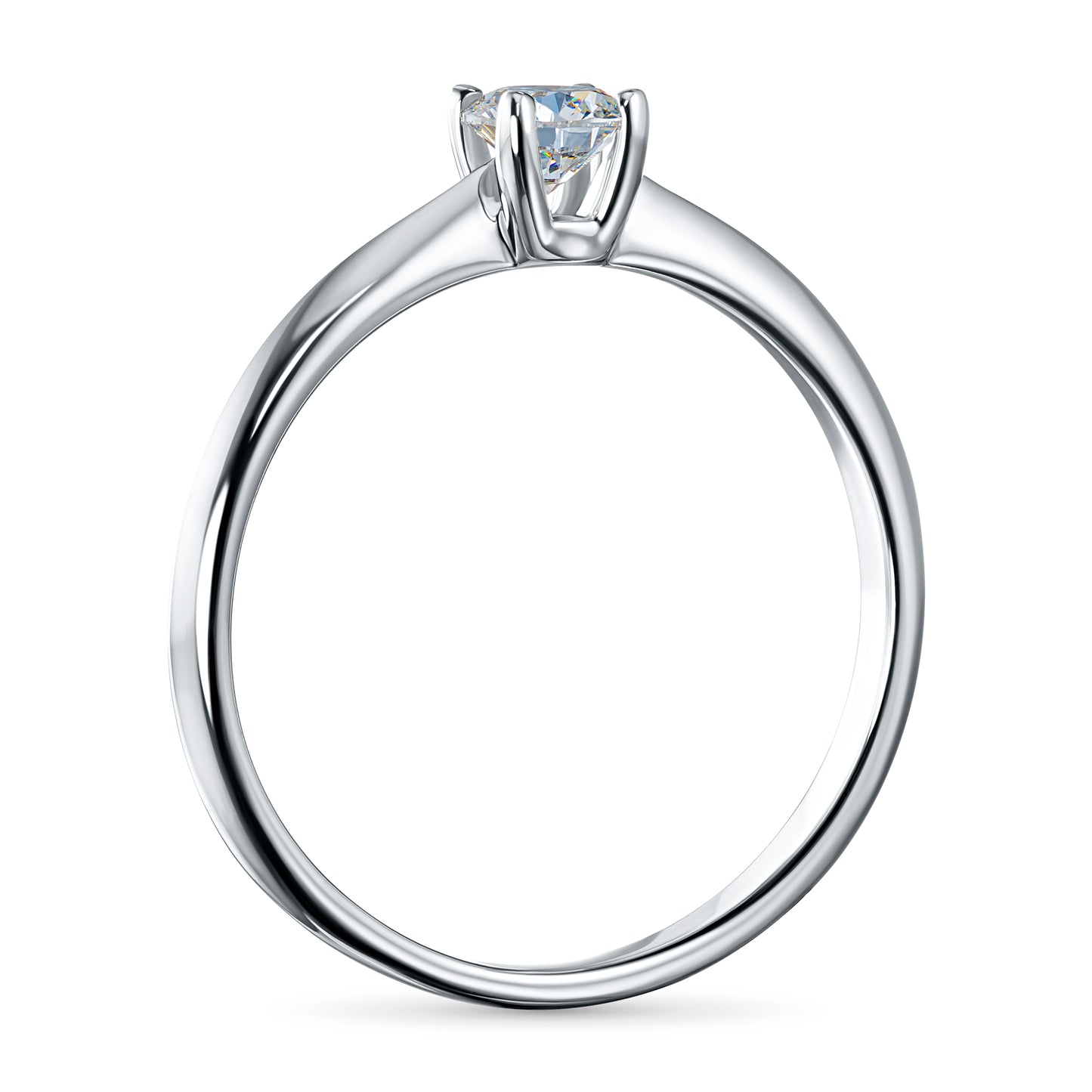 Sterling Silver Ring with 1 Round-Cut Lab-Created Diamond 0.241 CT.TW