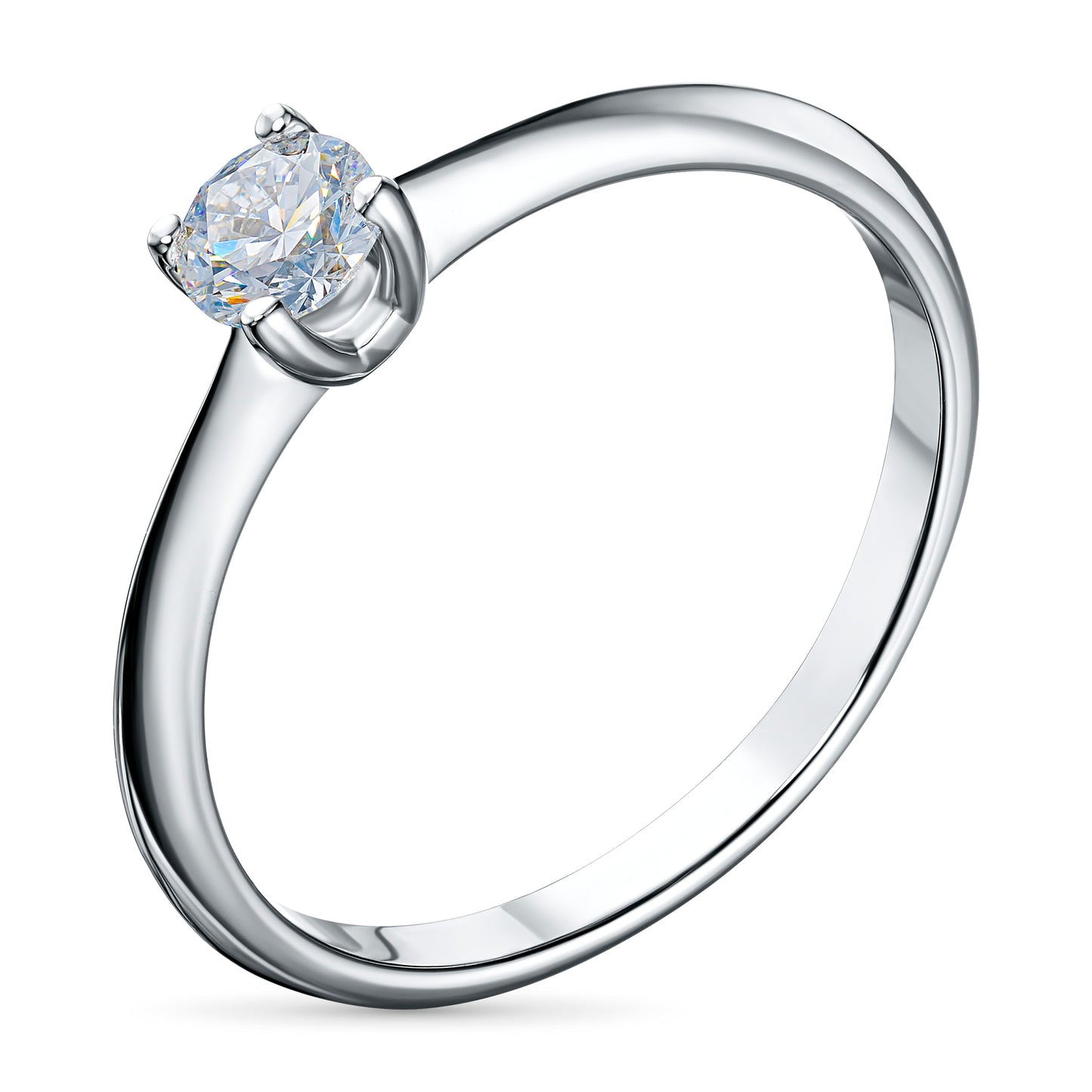 Sterling Silver Ring with 1 Round-Cut Lab-Created Diamond 0.241 CT.TW