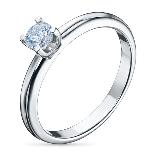 Sterling Silver Ring with 1 Round-Cut Lab-Created Diamond 0.29 CT.TW