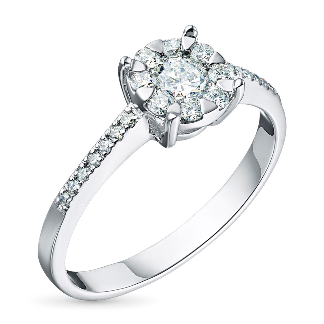 Sterling Silver Ring with 23 Round-Cut Lab-Created Diamonds 0.395 CT.TW