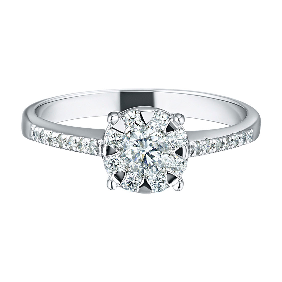 Sterling Silver Ring with 23 Round-Cut Lab-Created Diamonds 0.395 CT.TW