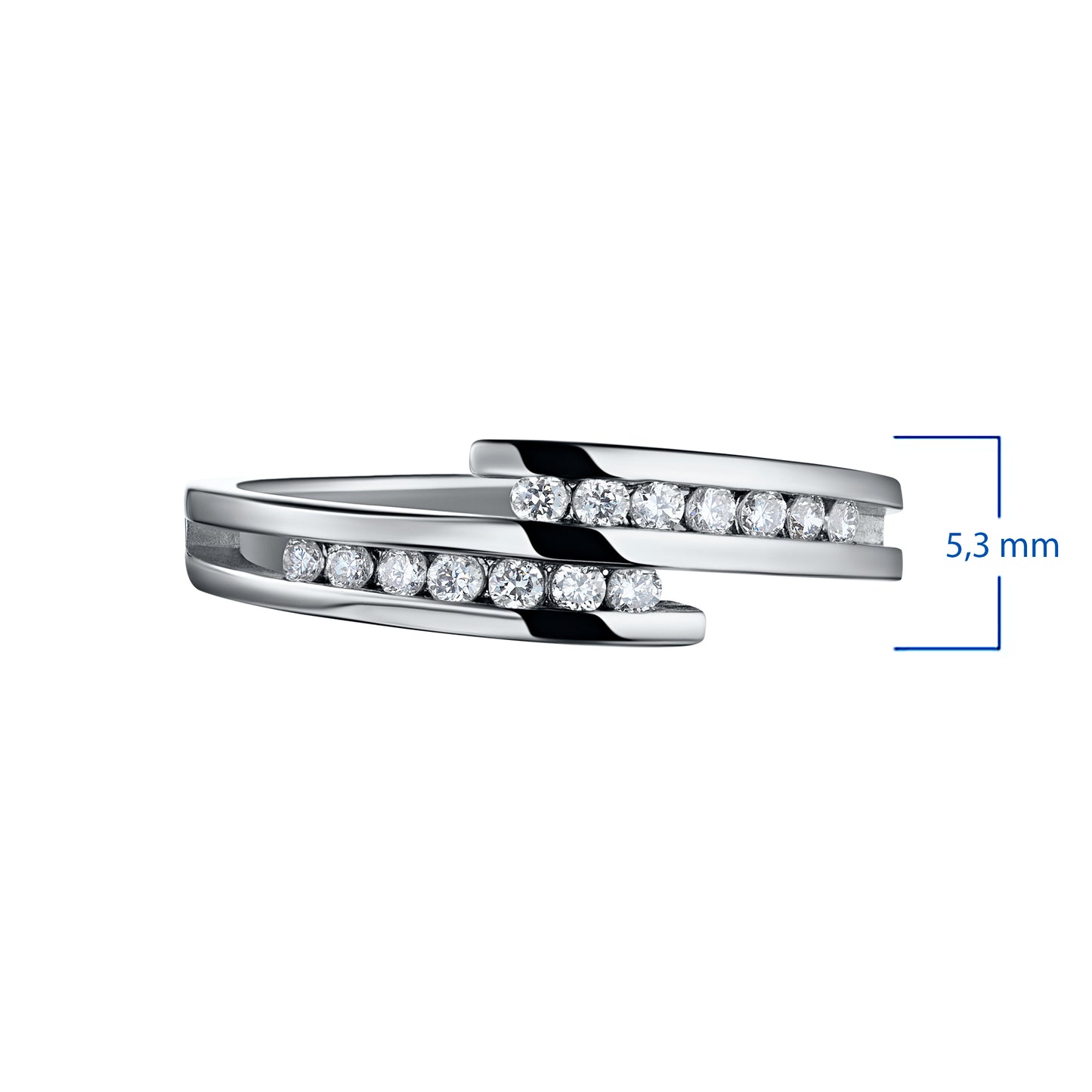 Sterling Silver Ring with 14 Round-Cut Lab-Created Diamonds 0.168 CT.TW