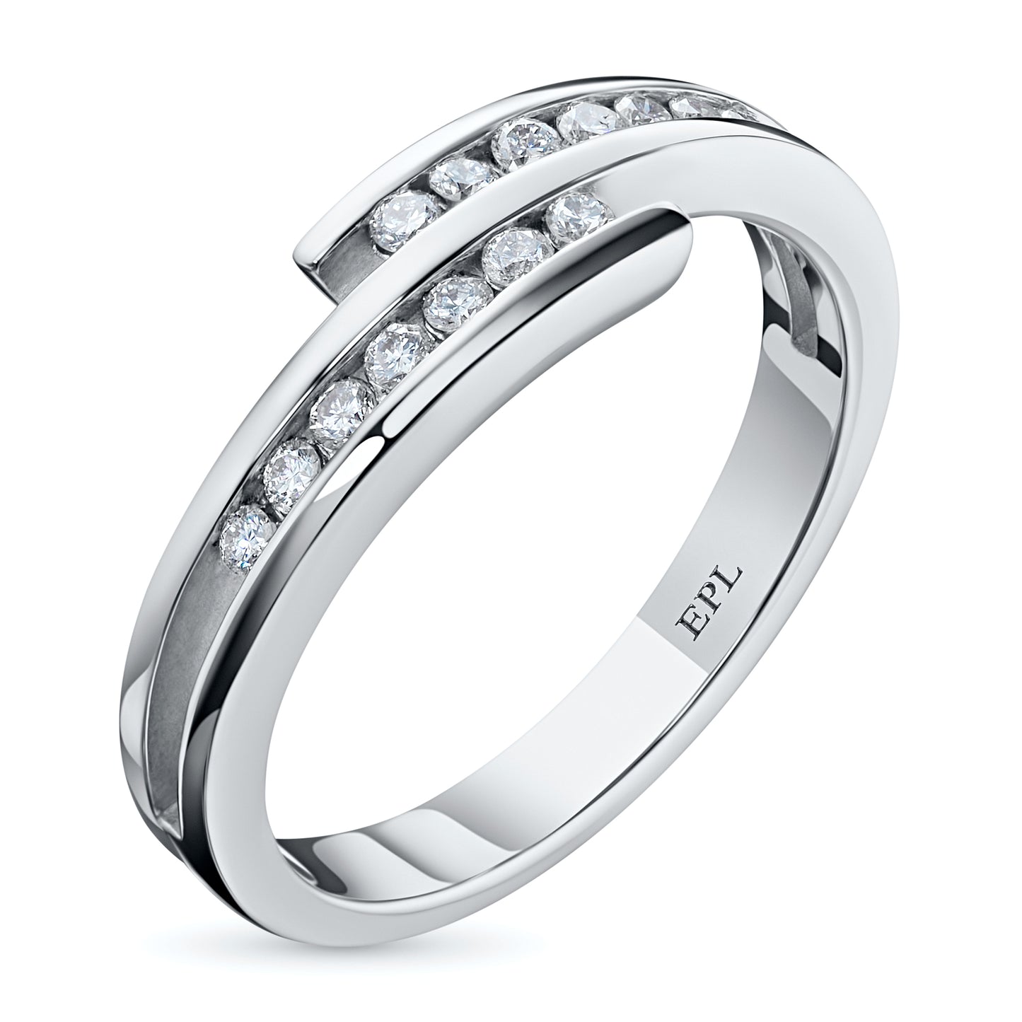 Sterling Silver Ring with 14 Round-Cut Lab-Created Diamonds 0.168 CT.TW