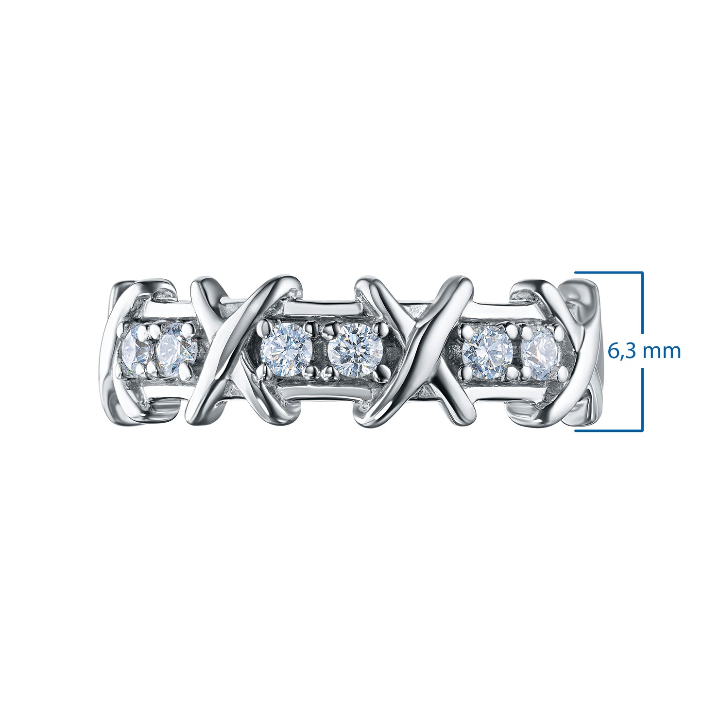 Sterling Silver Ring with 6 Round-Cut Lab-Created Diamonds 0.29 CT.TW