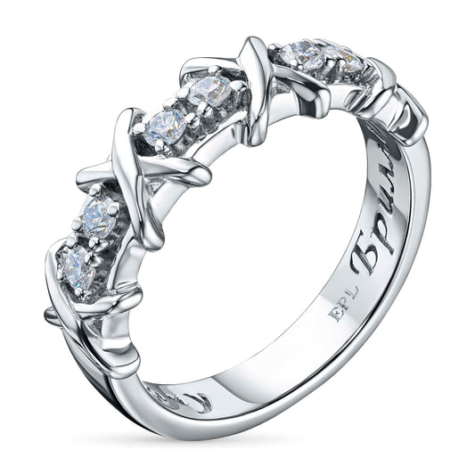 Sterling Silver Ring with 6 Round-Cut Lab-Created Diamonds 0.29 CT.TW