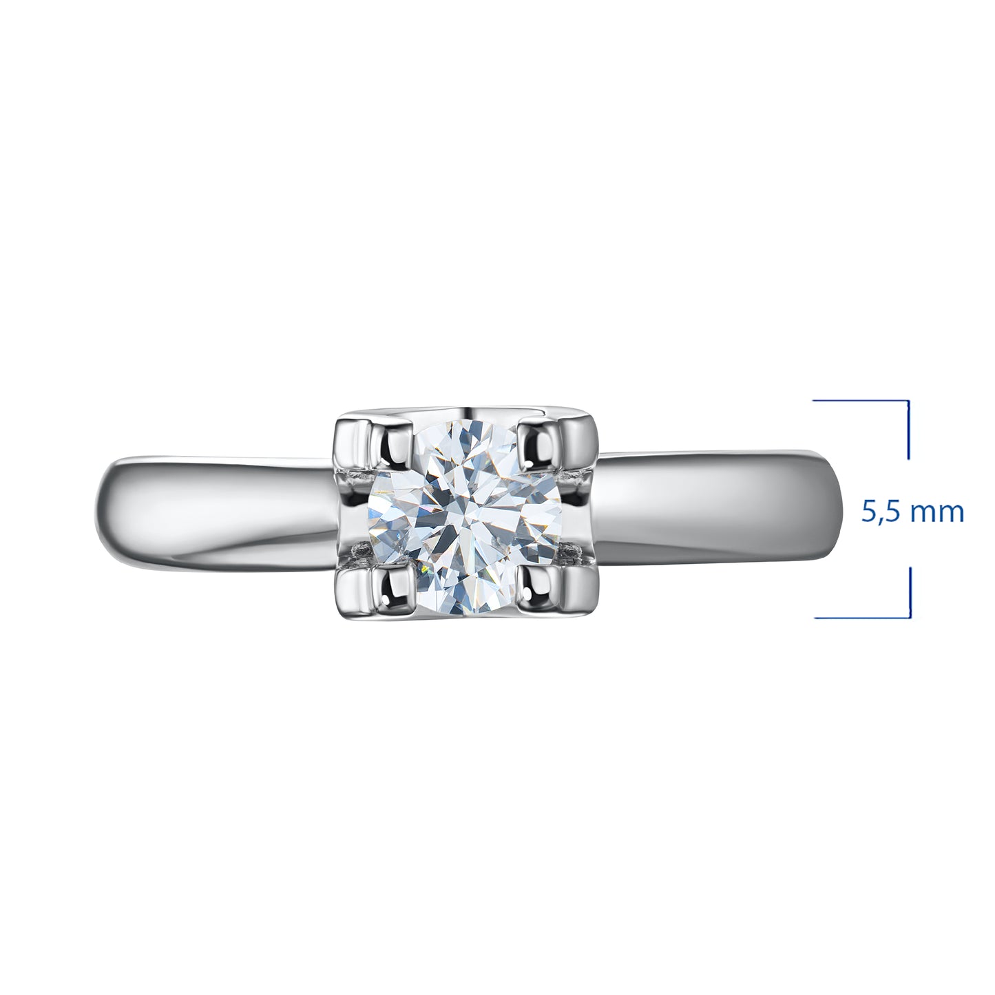 Sterling Silver Ring with 1 Round-Cut Lab-Created Diamond 0.292 CT.TW