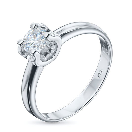 Sterling Silver Ring with 1 Round-Cut Lab-Created Diamond 0.292 CT.TW