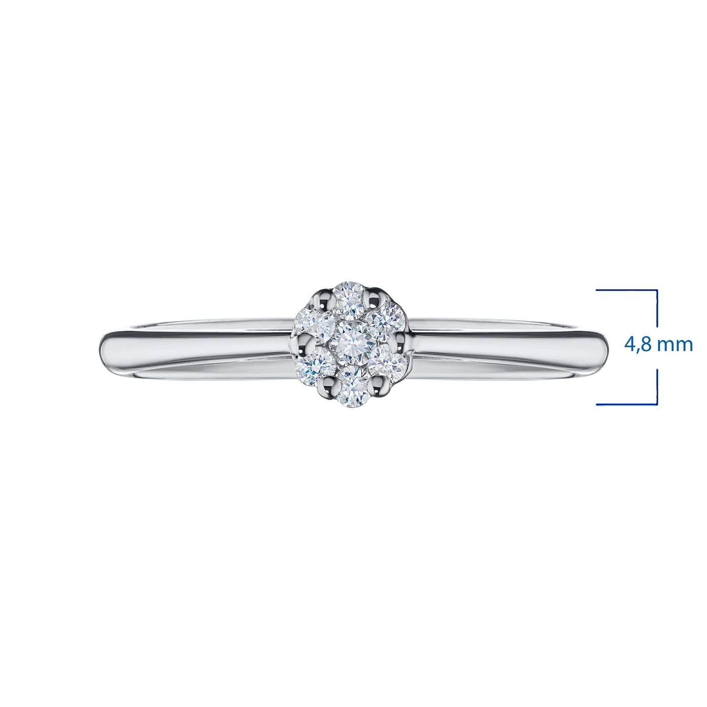 Sterling Silver Ring with 7 Round-Cut Lab-Created Diamonds 0.09 CT.TW