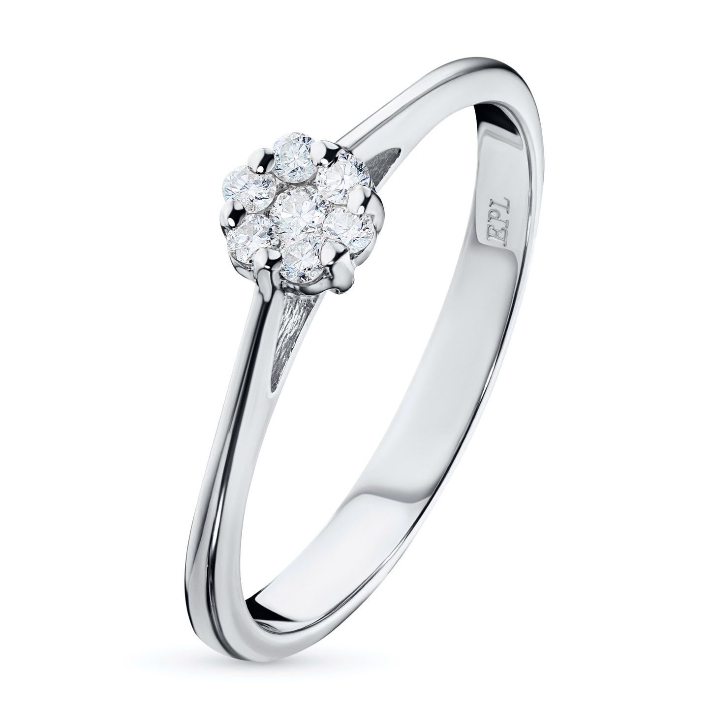 Sterling Silver Ring with 7 Round-Cut Lab-Created Diamonds 0.09 CT.TW