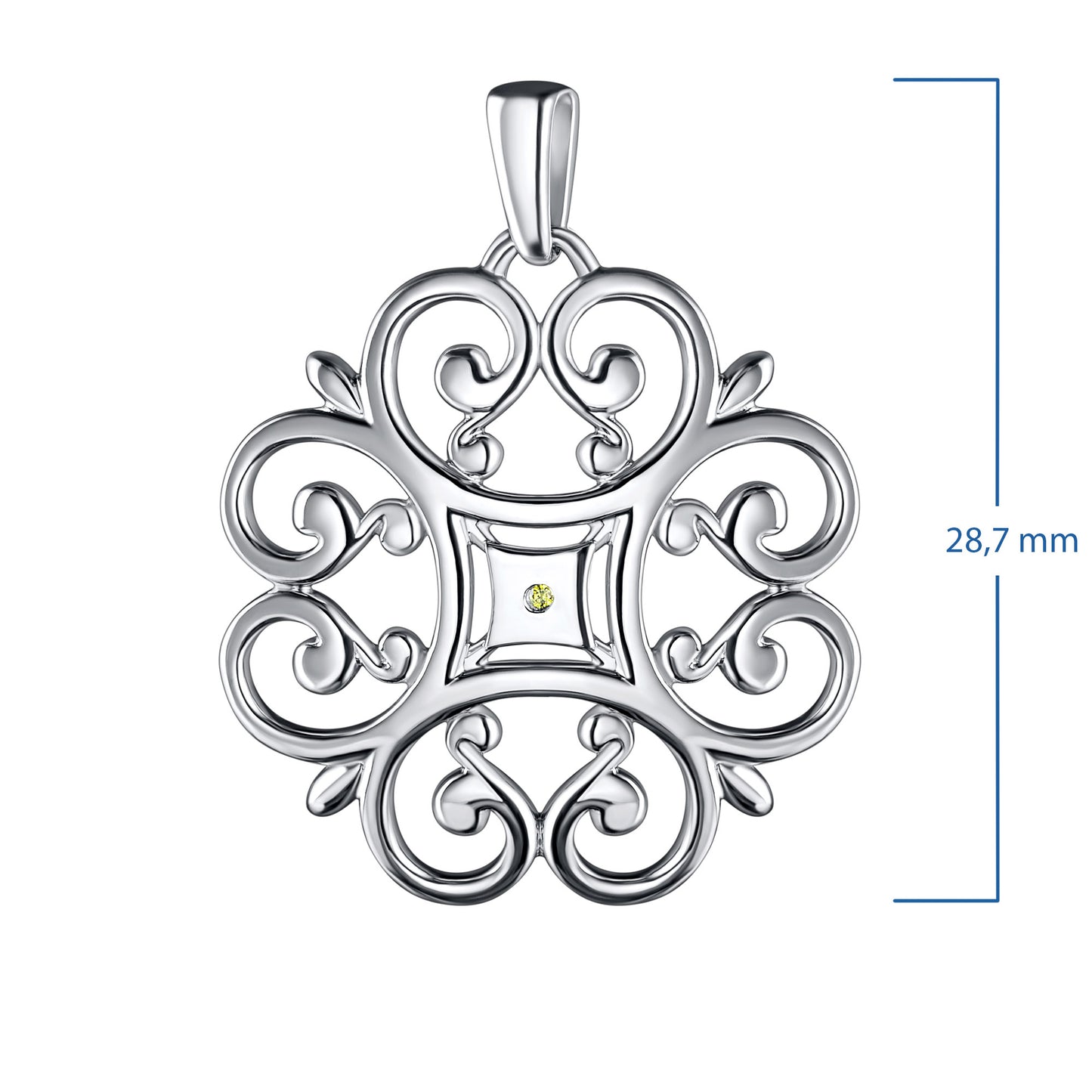 Sterling Silver Pendant with 1 Round-Cut Lab-Created Diamond 0.008 CT.TW