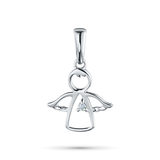 Sterling Silver Pendant with 1 Round-Cut Lab-Created Diamond 0.014 CT.TW