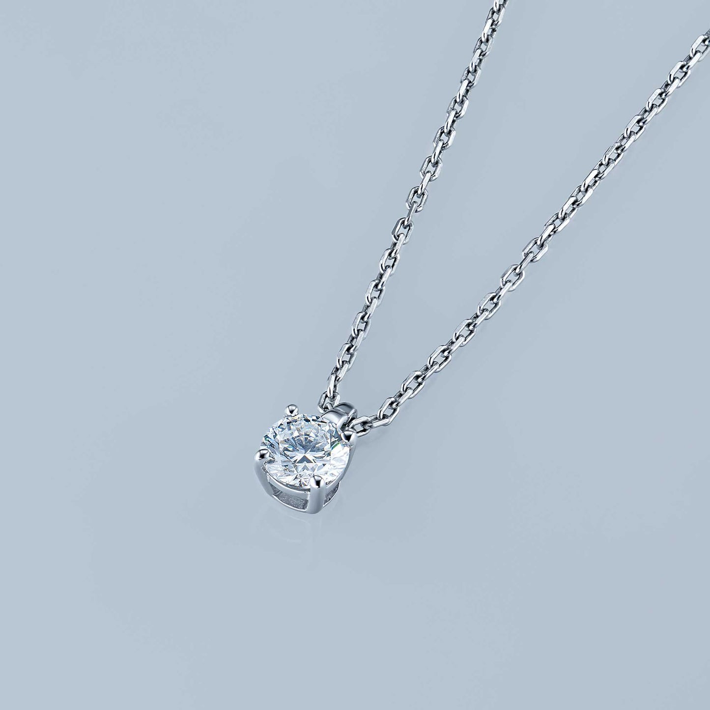 Sterling Silver Pendant with 1 Round-Cut Lab-Created Diamond 0.295 CT.TW