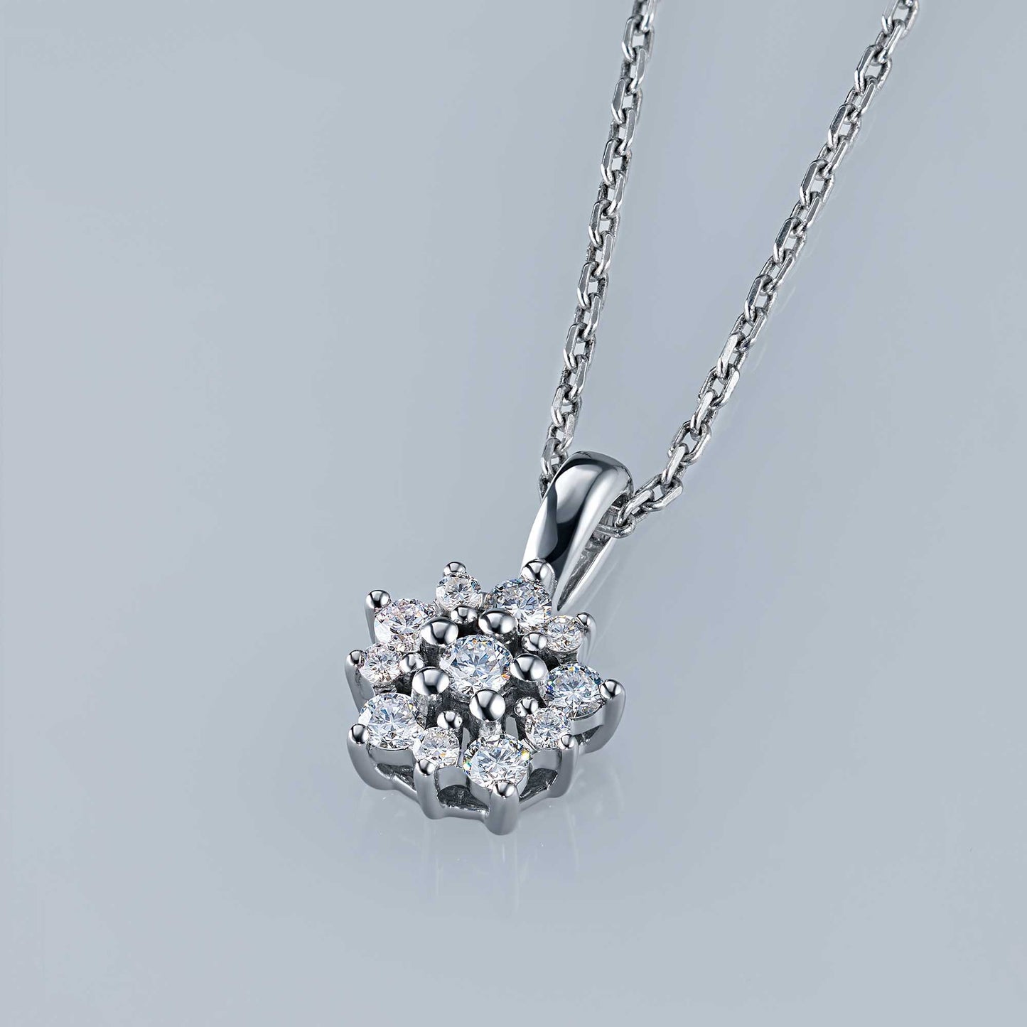 Sterling Silver Pendant with 11 Round-Cut Lab-Created Diamonds 0.287 CT.TW