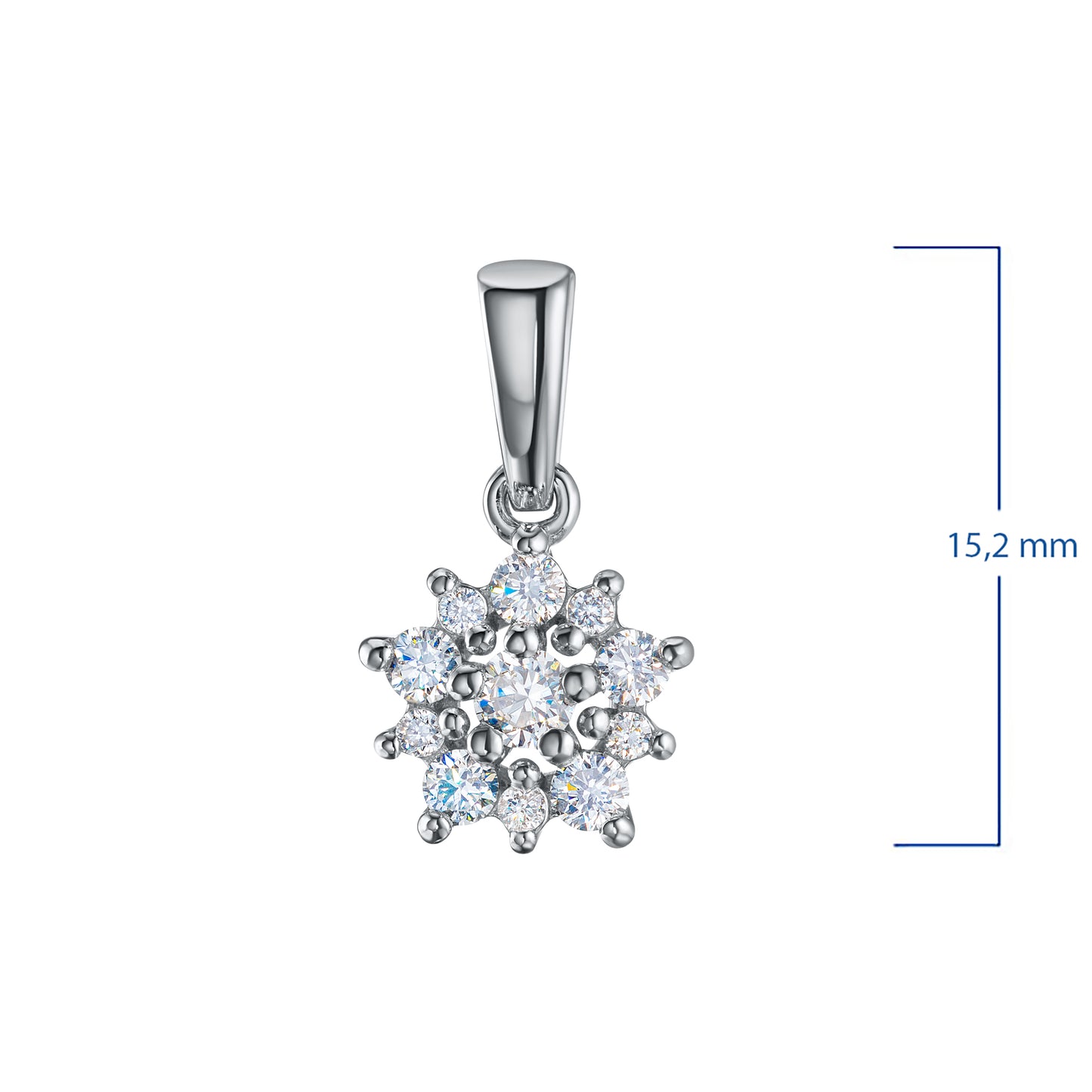 Sterling Silver Pendant with 11 Round-Cut Lab-Created Diamonds 0.219 CT.TW