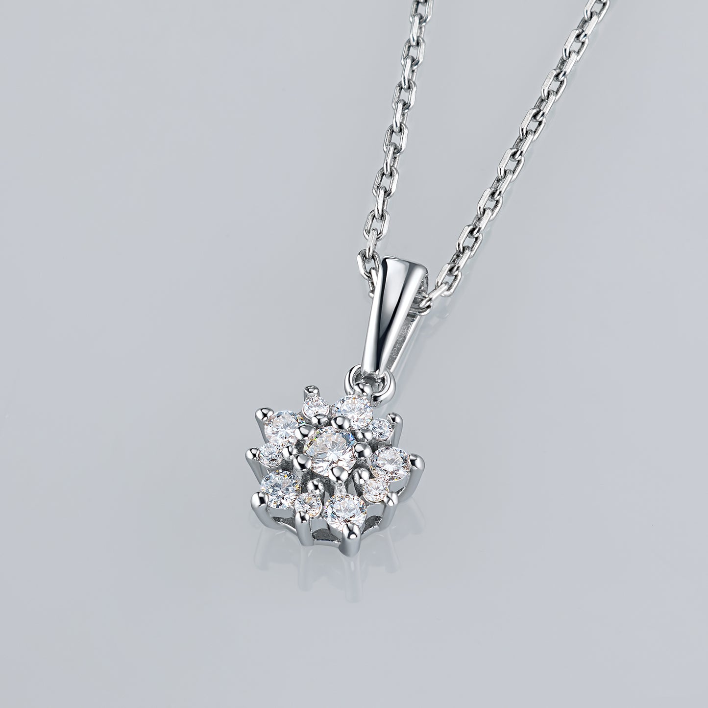 Sterling Silver Pendant with 11 Round-Cut Lab-Created Diamonds 0.219 CT.TW