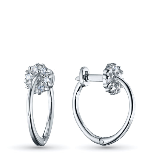 Sterling Silver Earrings with 12 Round-Cut Lab-Created Diamonds 0.132 CT.TW