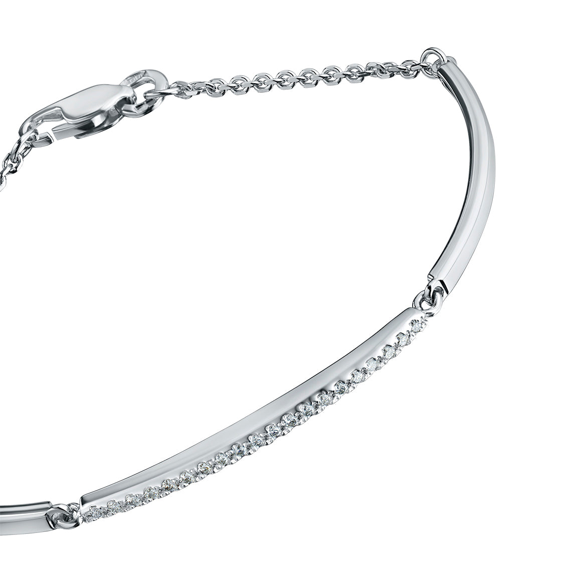 14K White Gold Bracelet with 20 Round-Cut Lab-Created Diamonds 0.176 CT.TW