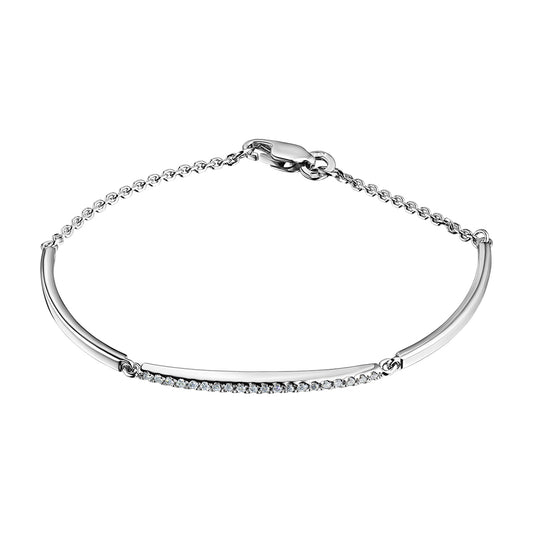 14K White Gold Bracelet with 20 Round-Cut Lab-Created Diamonds 0.176 CT.TW