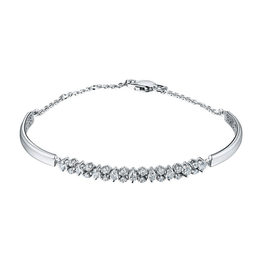 14K White Gold Bracelet with 25 Round-Cut Lab-Created Diamonds 0.881 CT.TW