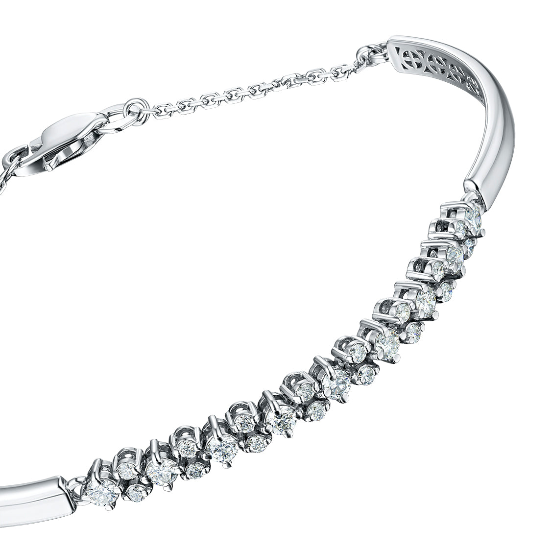 14K White Gold Bracelet with 25 Round-Cut Lab-Created Diamonds 0.881 CT.TW