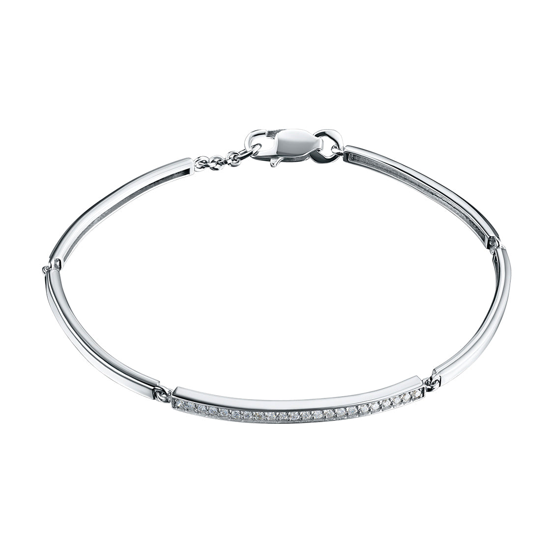 14K White Gold Bracelet with 22 Round-Cut Lab-Created Diamonds 0.27 CT.TW