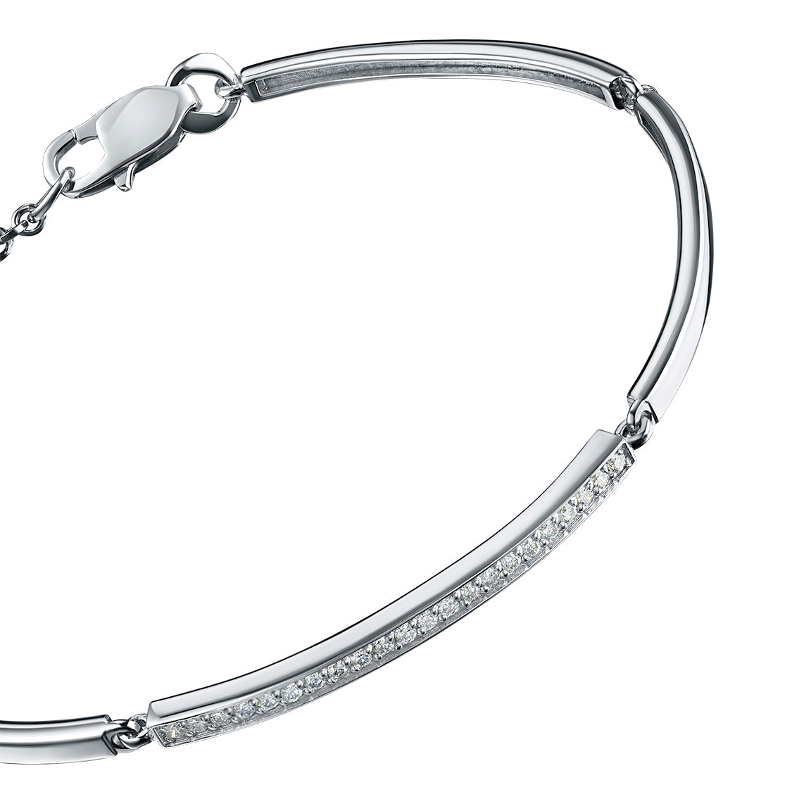 14K White Gold Bracelet with 22 Round-Cut Lab-Created Diamonds 0.27 CT.TW