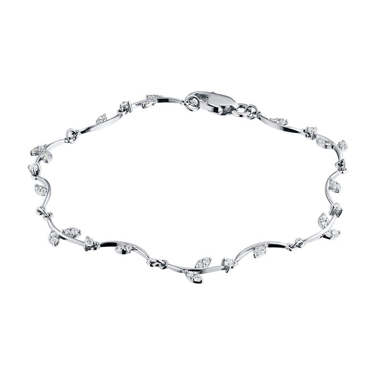 14K White Gold Bracelet with 34 Round-Cut Lab-Created Diamonds 0.399 CT.TW