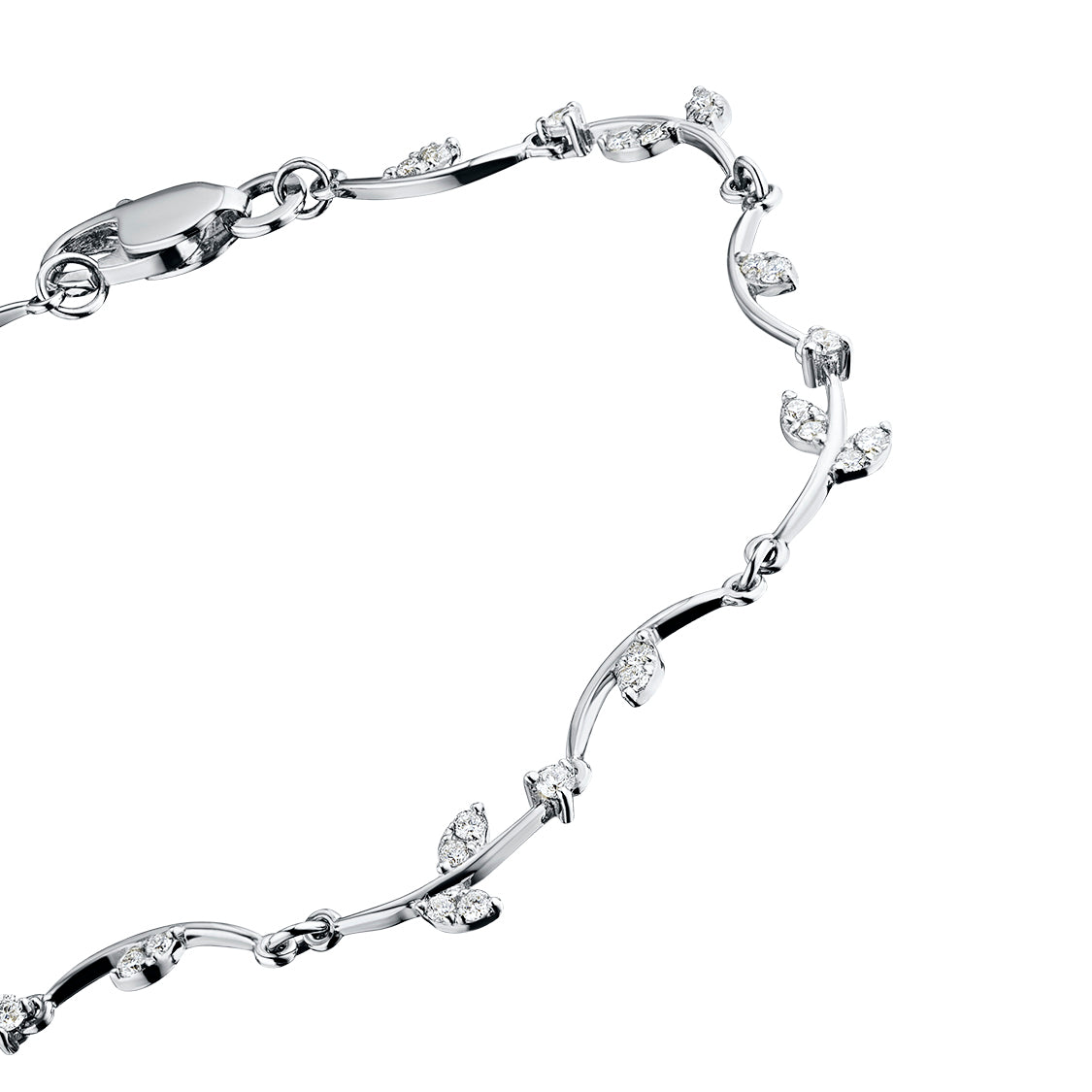 14K White Gold Bracelet with 34 Round-Cut Lab-Created Diamonds 0.399 CT.TW