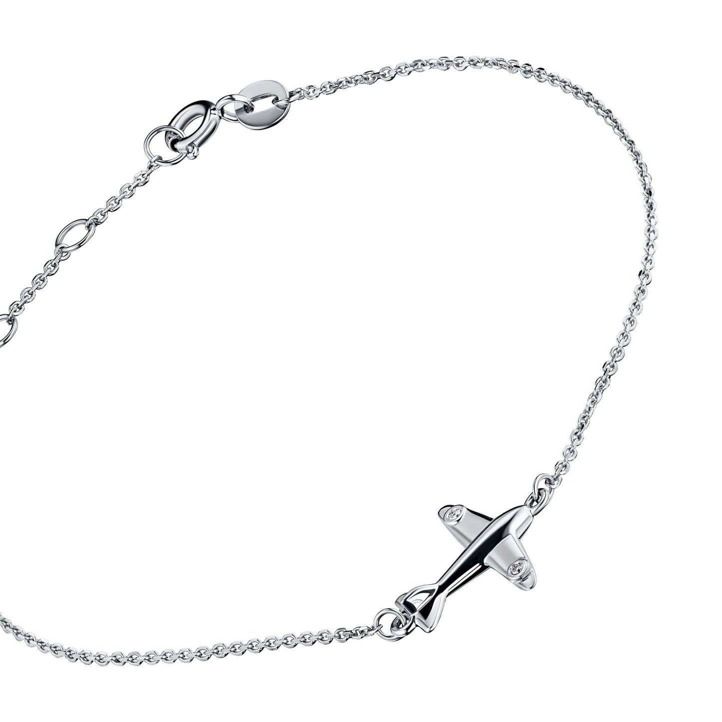 Sterling Silver Bracelet with 2 Round-Cut Lab-Created Diamonds 0.02 CT.TW