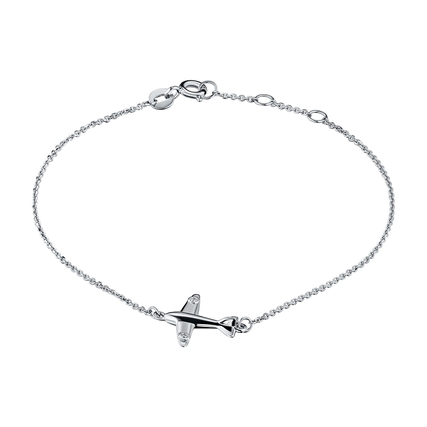 Sterling Silver Bracelet with 2 Round-Cut Lab-Created Diamonds 0.02 CT.TW